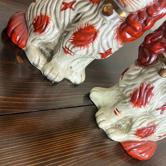 Antique Pair Victorian English Staffordshire Dogs - Picture 13 of 17